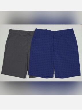 PGA Tour 2pr Sunflux Motionflux Performance Active Shorts Blue & Gray Sz 34